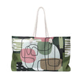 Abstract Oasis Packable Oversized Multipurpose Weekender Bag, Carryall Tote, Beach Bag, Pink/Green/White