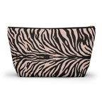 Butterfly Blossom Zebra Print T-Bottom Multipurpose Organizer Toiletry Travel Pouch, Pink/Black