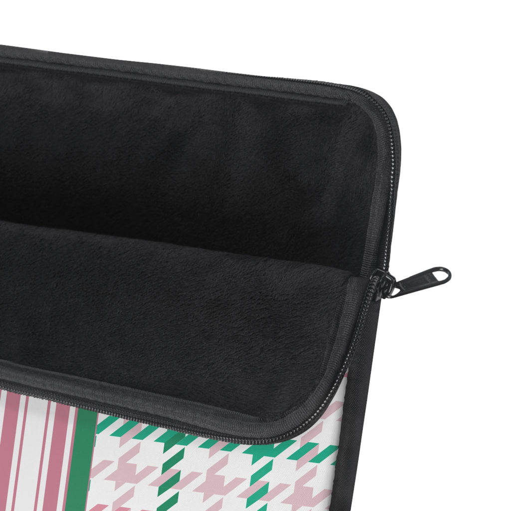 Houndstooth & Stripes Laptop Sleeve Protective Case, Multiple Sizes, Pink/Green