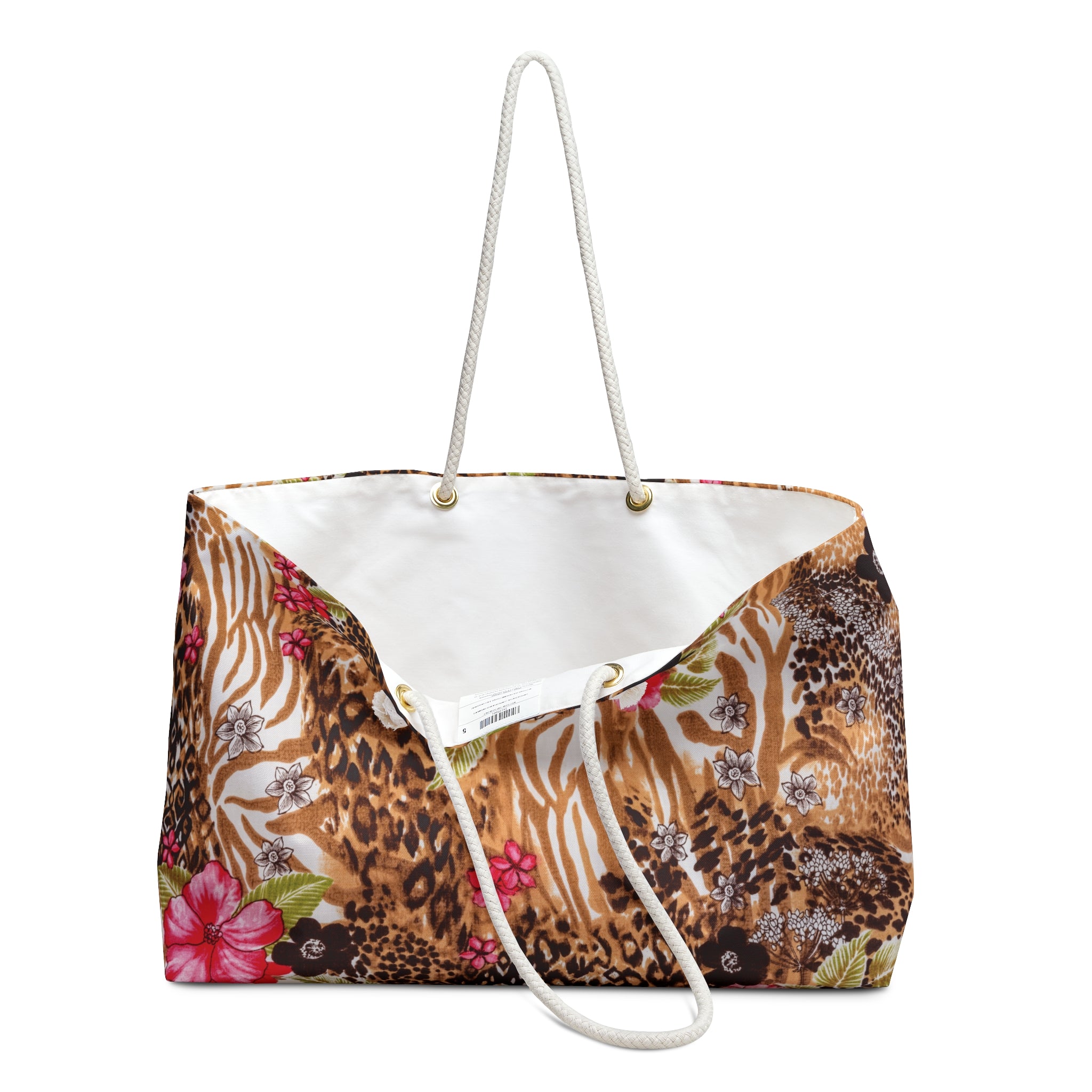 Pink Animal Packable Oversized Multipurpose Weekender Bag, Carryall Tote, Beach Bag, Multicolor