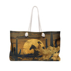 Golden Sunset Cowgirl Packable Oversized Multipurpose Weekender Bag, Carryall Tote, Beach Bag, Gold/Brown