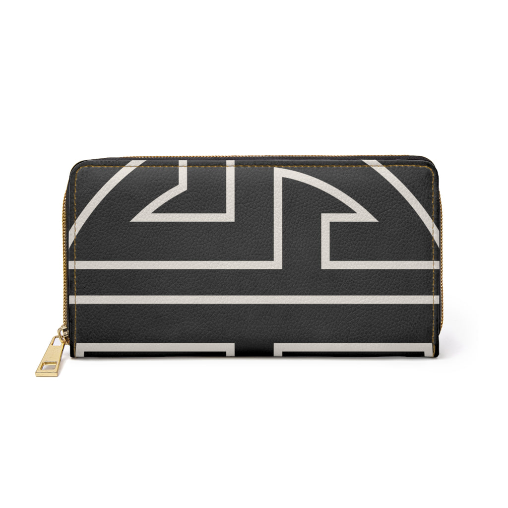 The Signia Custom Monogram Geometric Zipper Wallet, Black/White