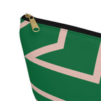 The Signia Custom Monogram Geometric T-Bottom Multipurpose Organizer Toiletry Travel Pouch, Green/Pink