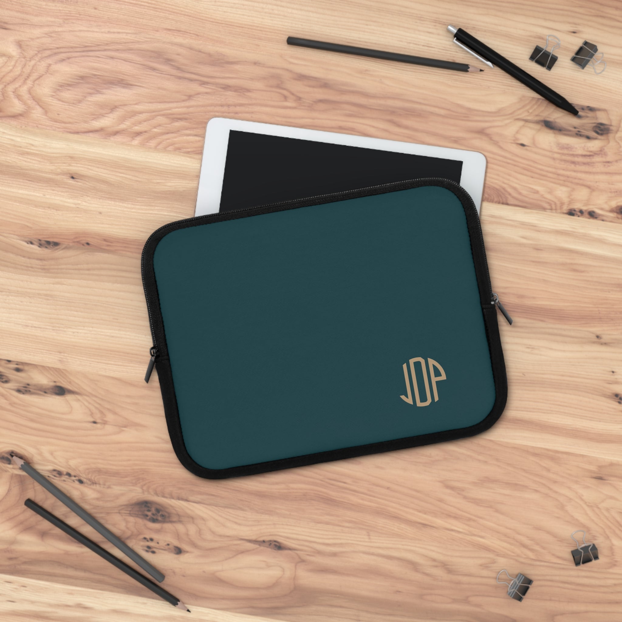 The MonoTone Monogram Tablet Laptop Sleeve, Multiple Sizes, Teal Blue