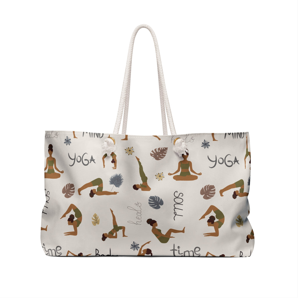 Yoga Body & Soul Packable Oversized Multipurpose Weekender Bag, Carryall Tote, Beach Bag, Tan