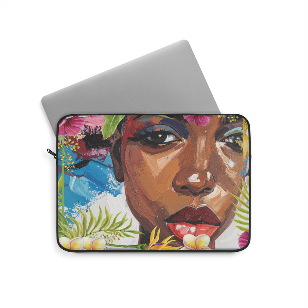 Tropical Brown Beauty Portrait Laptop Sleeve, Multicolor