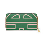 The Signia Custom Monogram Geometric Zipper Wallet, Green/Pink