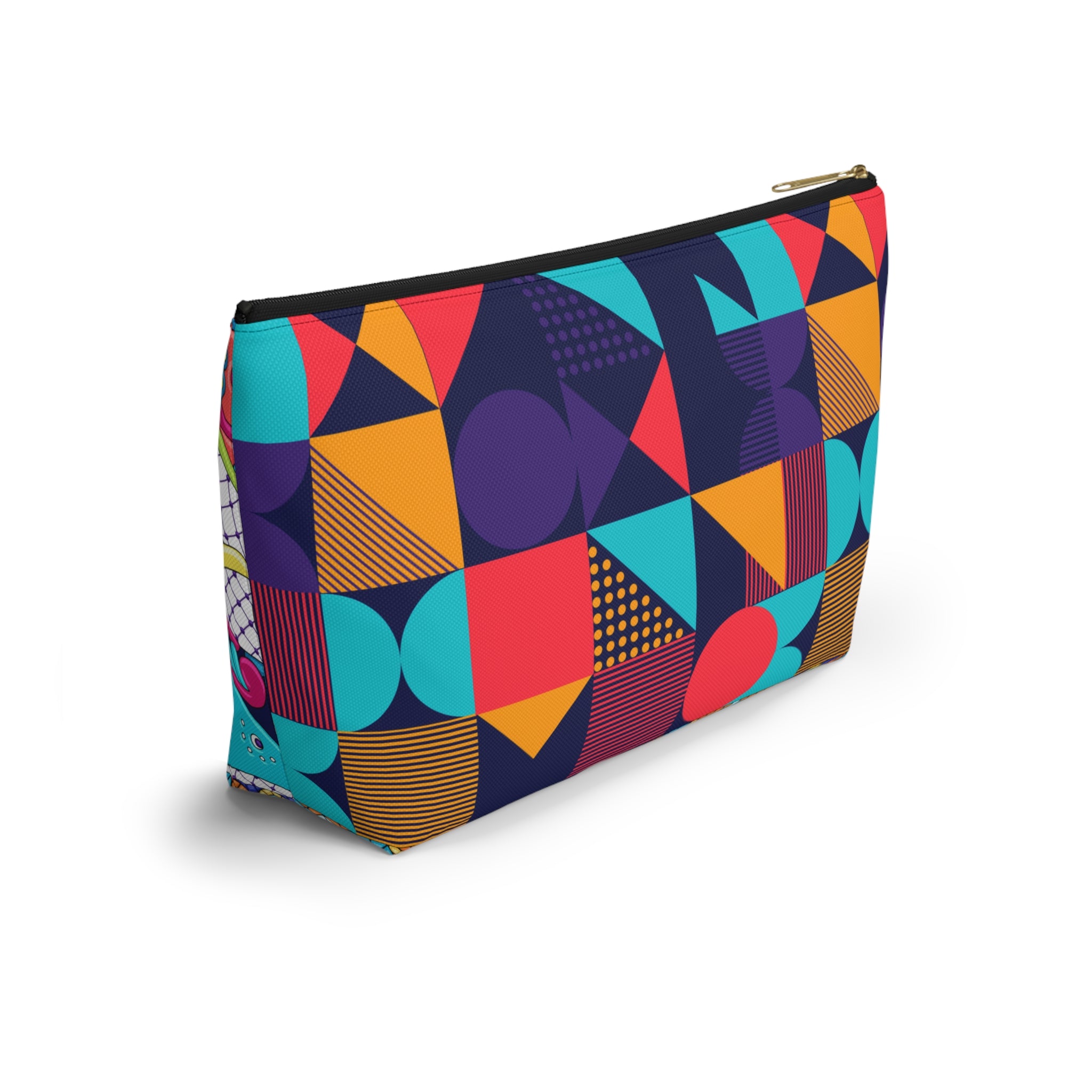 Colorful Geometric Fish Print T-Bottom Multipurpose Organizer Toiletry Travel Pouch, Multicolors