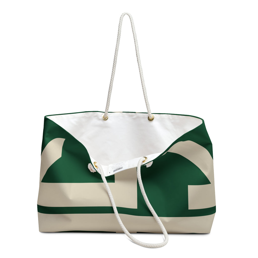 Signia Block Packable Tote, Dark Green & Cream