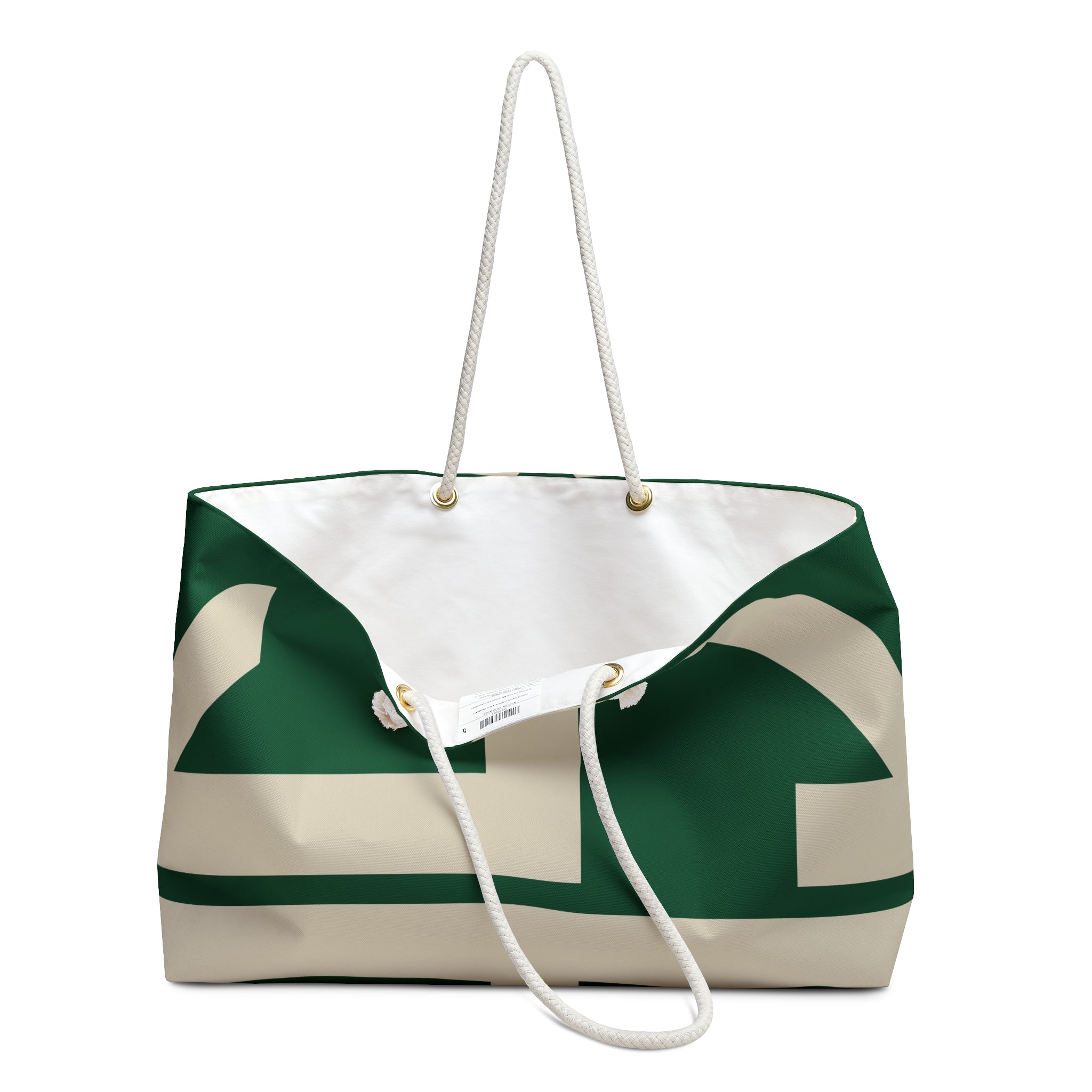 Signia Block Packable Tote, Dark Green & Cream