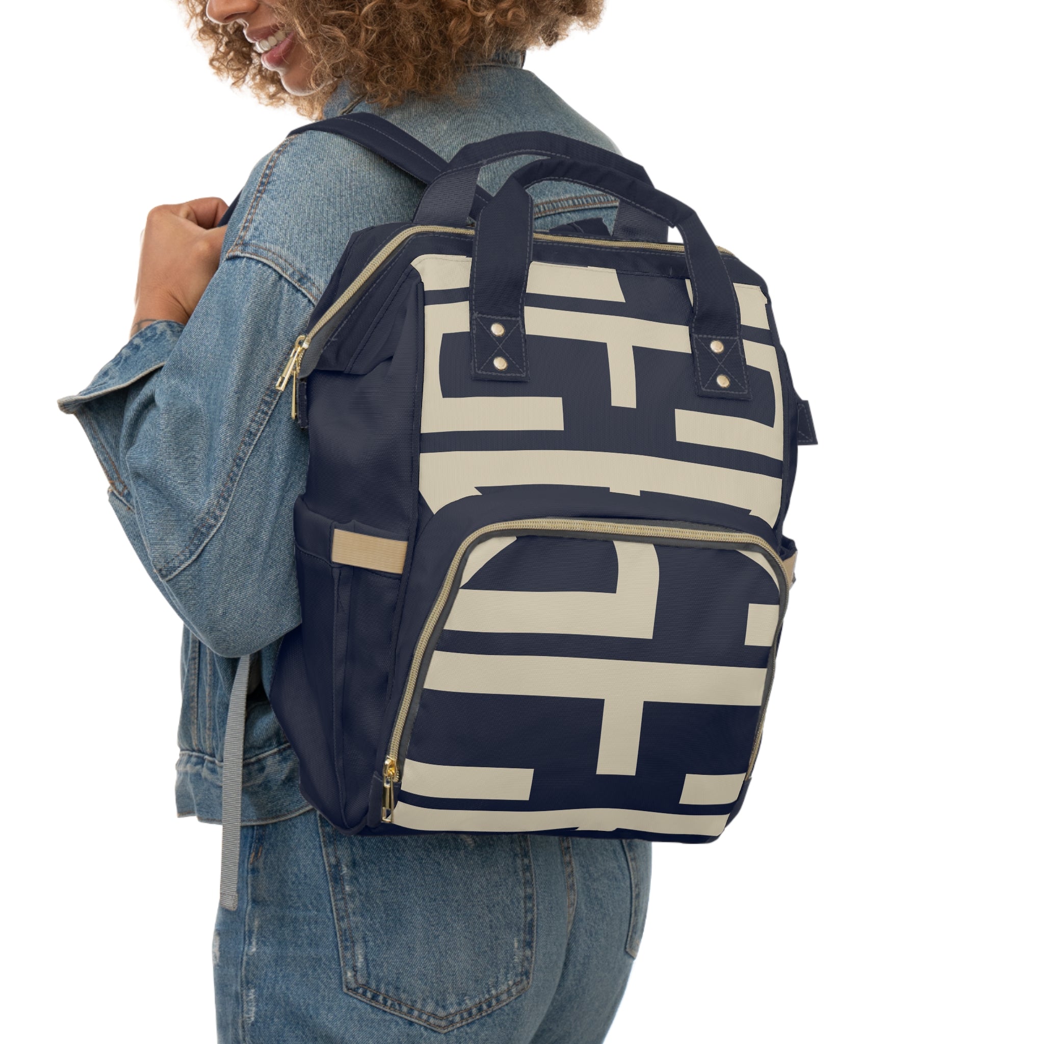 Signia Block Commuter Backpack, Navy & Cream