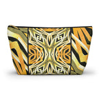 Tribal Sunrise Zebra Print T-Bottom Multipurpose Organizer Toiletry Travel Pouch, Black/Orange/Yellow