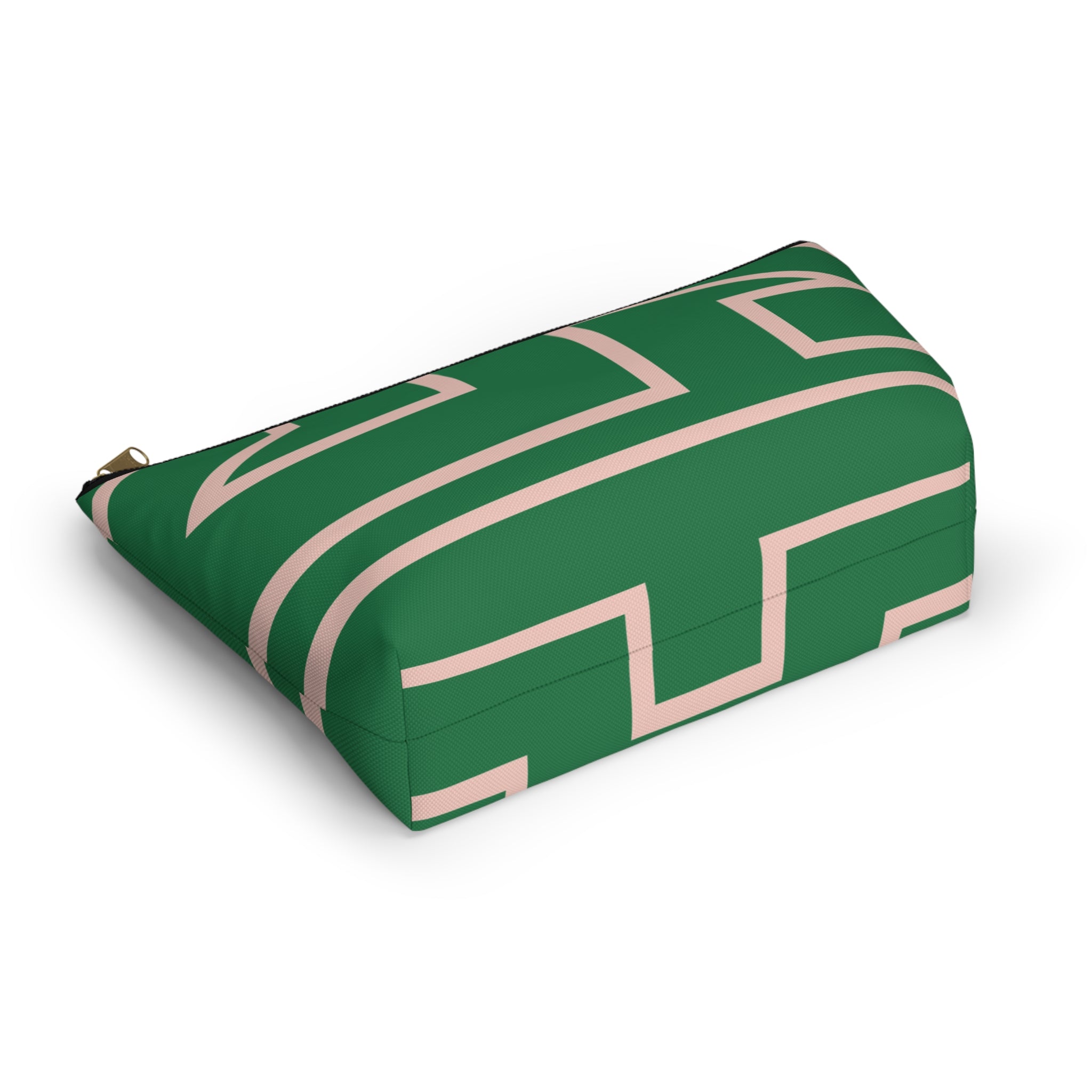 The Signia Custom Monogram Geometric T-Bottom Multipurpose Organizer Toiletry Travel Pouch, Green/Pink