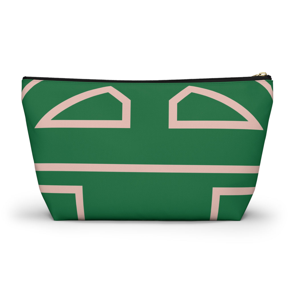 The Signia Custom Monogram Geometric T-Bottom Multipurpose Organizer Toiletry Travel Pouch, Green/Pink