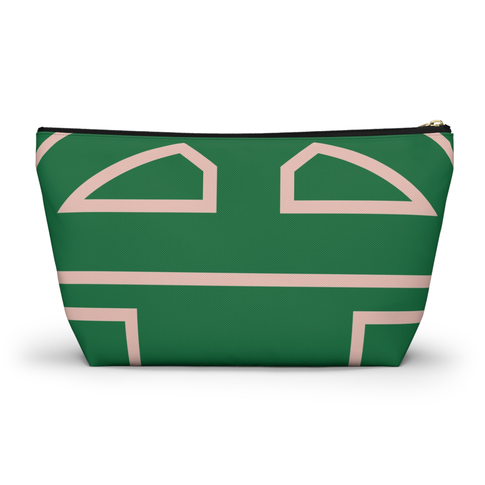 The Signia Custom Monogram Geometric T-Bottom Multipurpose Organizer Toiletry Travel Pouch, Green/Pink