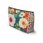 Floral Garden Print T-Bottom Multipurpose Organizer Toiletry Travel Pouch, Multicolor