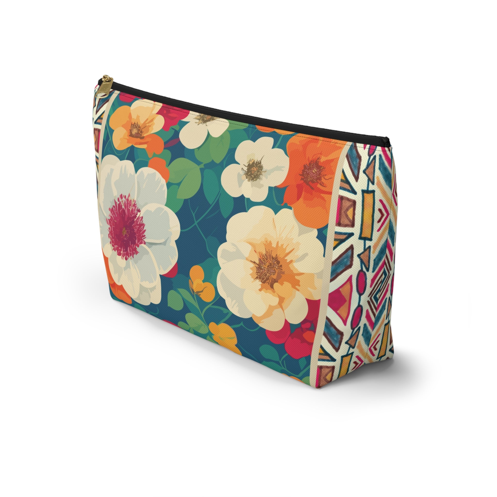Floral Garden Print T-Bottom Multipurpose Organizer Toiletry Travel Pouch, Multicolor