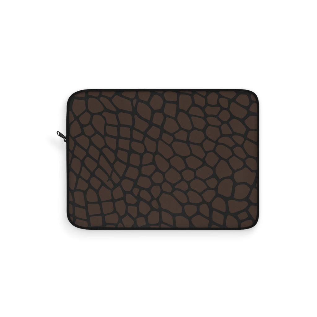 Brown Giraffe Print Laptop Sleeve Protective Case, Brown/Black