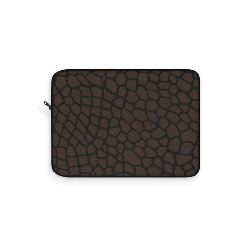 Brown Giraffe Print Laptop Sleeve Protective Case, Brown/Black