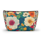 Floral Garden Print T-Bottom Multipurpose Organizer Toiletry Travel Pouch, Multicolor