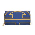 The Signia Custom Monogram Geometric Zipper Wallet, Blue/Yellow