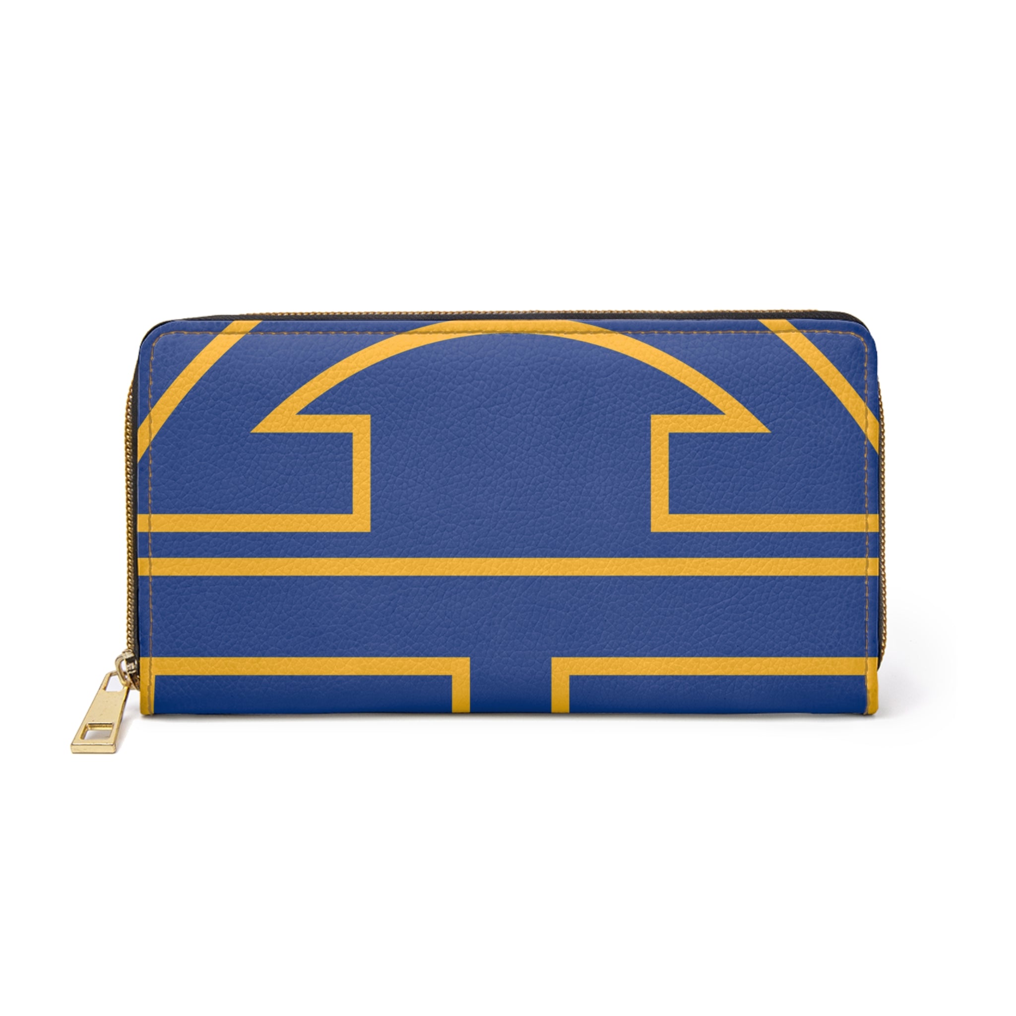 The Signia Custom Monogram Geometric Zipper Wallet, Blue/Yellow