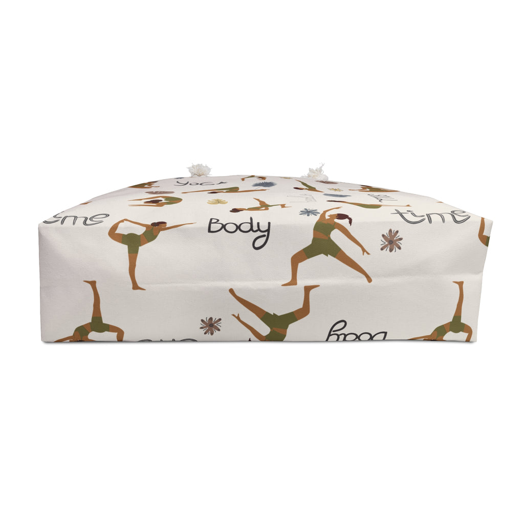 Yoga Body & Soul Packable Oversized Multipurpose Weekender Bag, Carryall Tote, Beach Bag, Tan