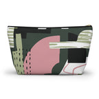 Modern Abstract T-Bottom Multipurpose Organizer Toiletry Travel Pouch, Pink/Green/Black
