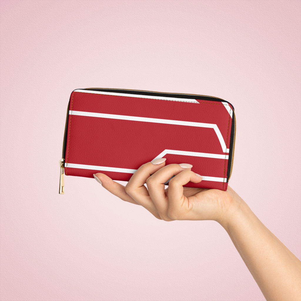 The Signia Custom Monogram Geometric Zipper Wallet, Red/White