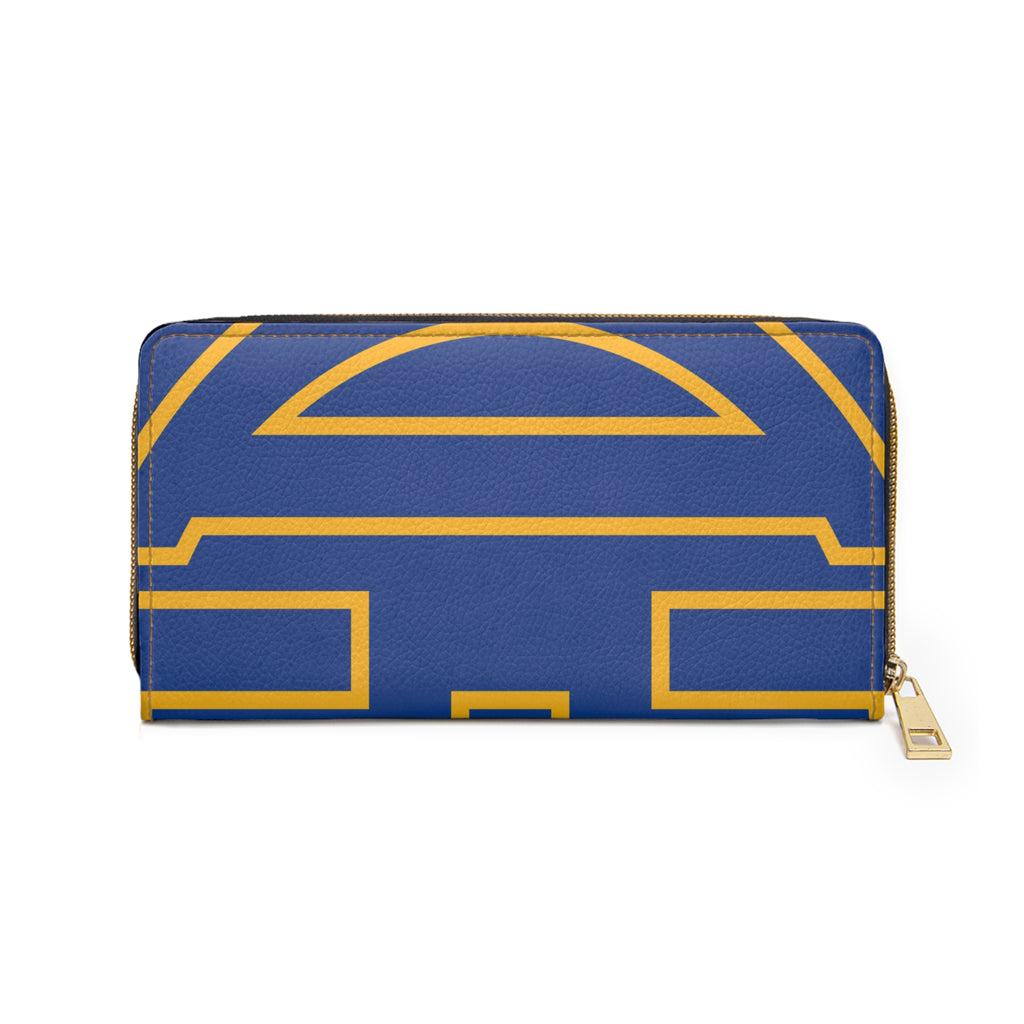 The Signia Custom Monogram Geometric Zipper Wallet, Blue/Yellow