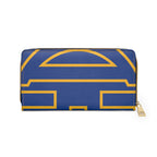The Signia Custom Monogram Geometric Zipper Wallet, Blue/Yellow