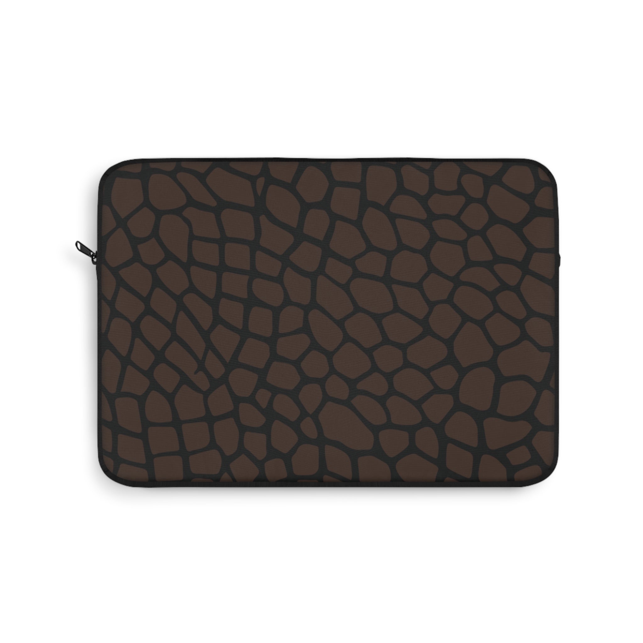 Brown Giraffe Print Laptop Sleeve Protective Case, Brown/Black
