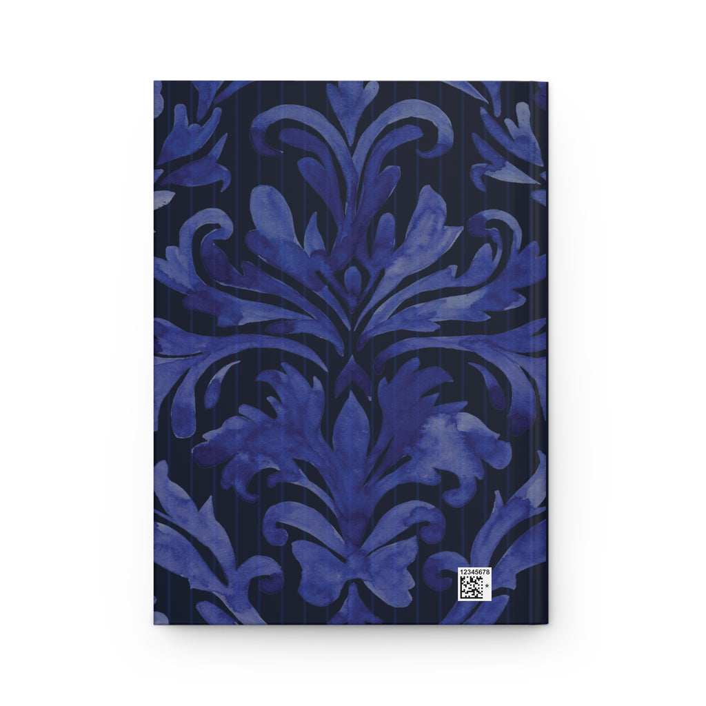 Blue Damask Hardcover Journal Lined Notebook for Notes & Planning