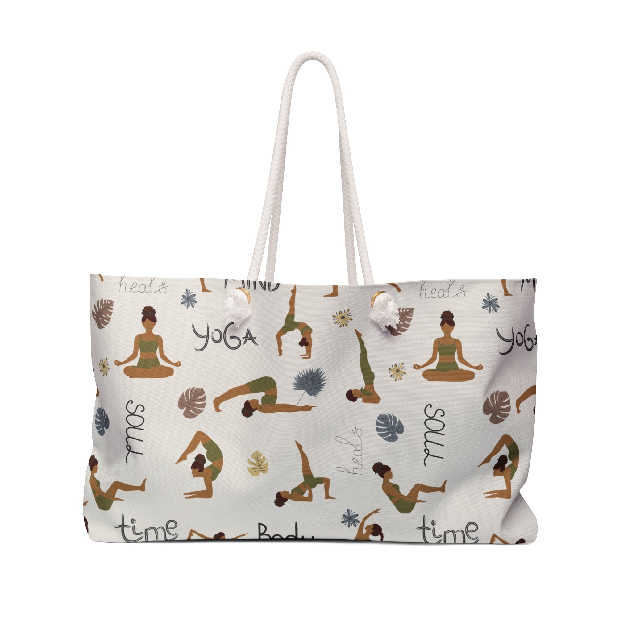 Yoga Body & Soul Packable Oversized Multipurpose Weekender Bag, Carryall Tote, Beach Bag, Tan