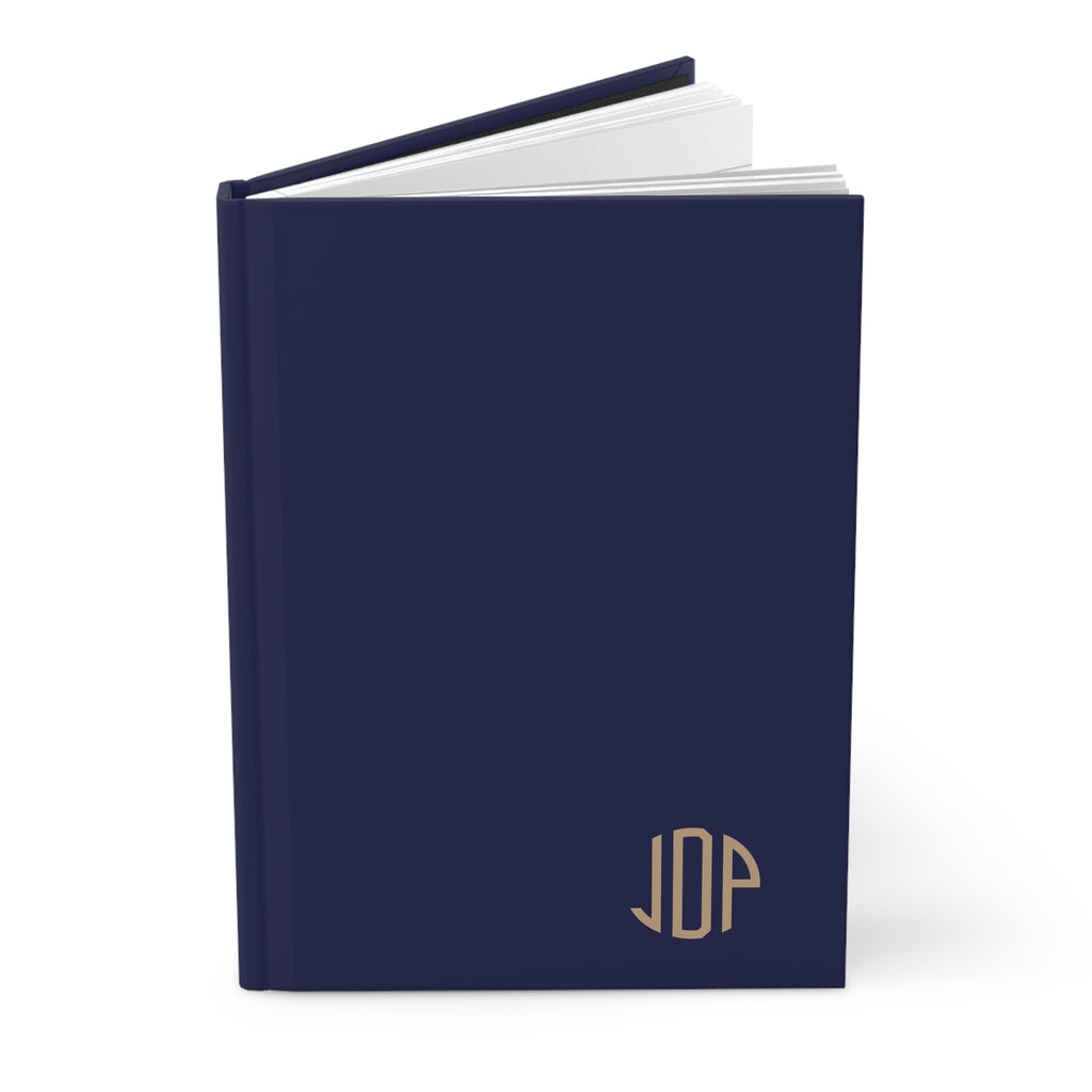 The MonoTone Monogram Hardcover Journal Lined Notebook for Notes and Planning, Navy Blue
