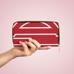 The Signia Custom Monogram Geometric Zipper Wallet, Red/White