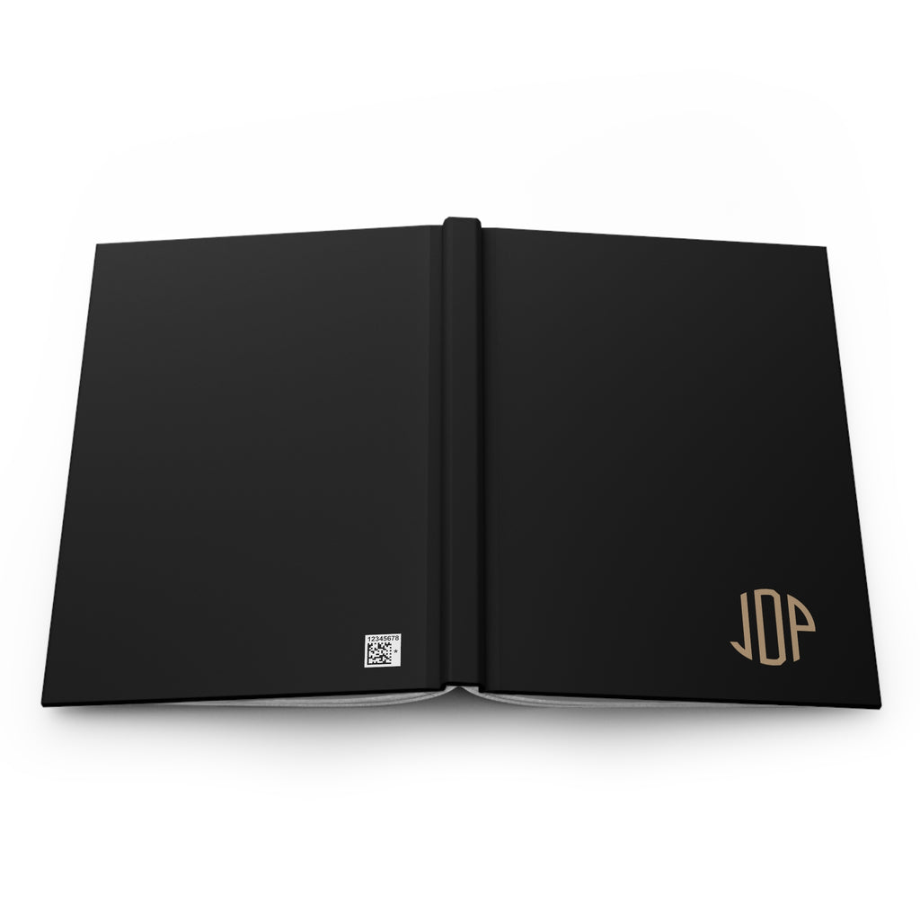 The MonoTone Monogram Hardcover Journal Lined Notebook for Notes and Planning, Black