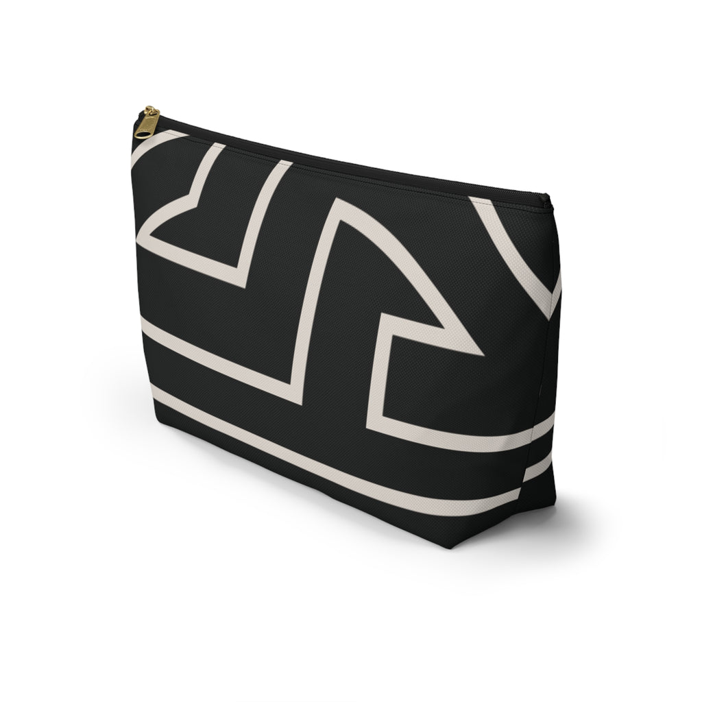 The Signia Custom Monogram Geometric T-Bottom Multipurpose Organizer Toiletry Travel Pouch, Black/White