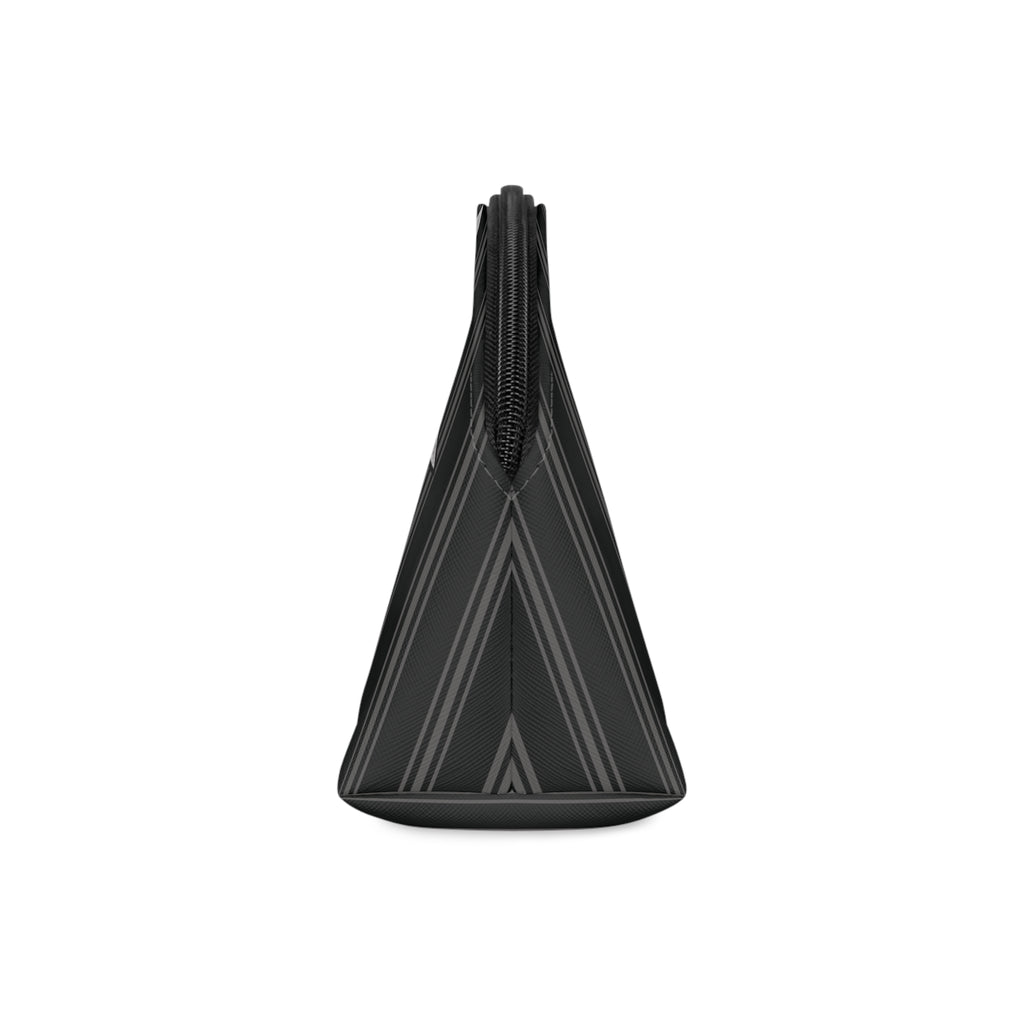 Gray Rose & Pinstripe Collection Chic Makeup Bag, Cosmetic Bag, Gray/Black