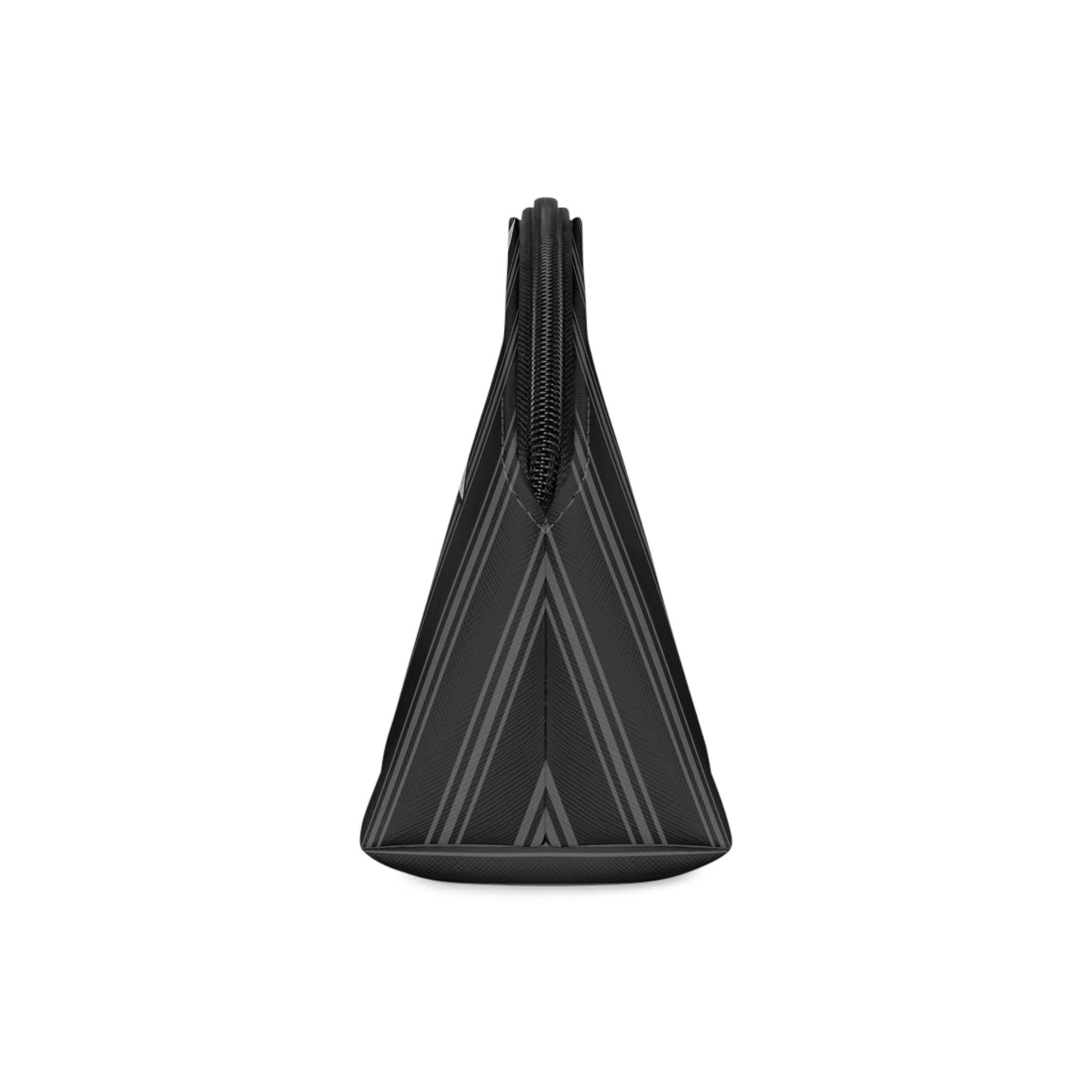 Gray Rose & Pinstripe Collection Chic Makeup Bag, Cosmetic Bag, Gray/Black