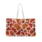 Red & Earth Tones Tribal Geometric Packable Oversized Multipurpose Weekender Bag, Carryall Tote, Beach Bag, Multicolor