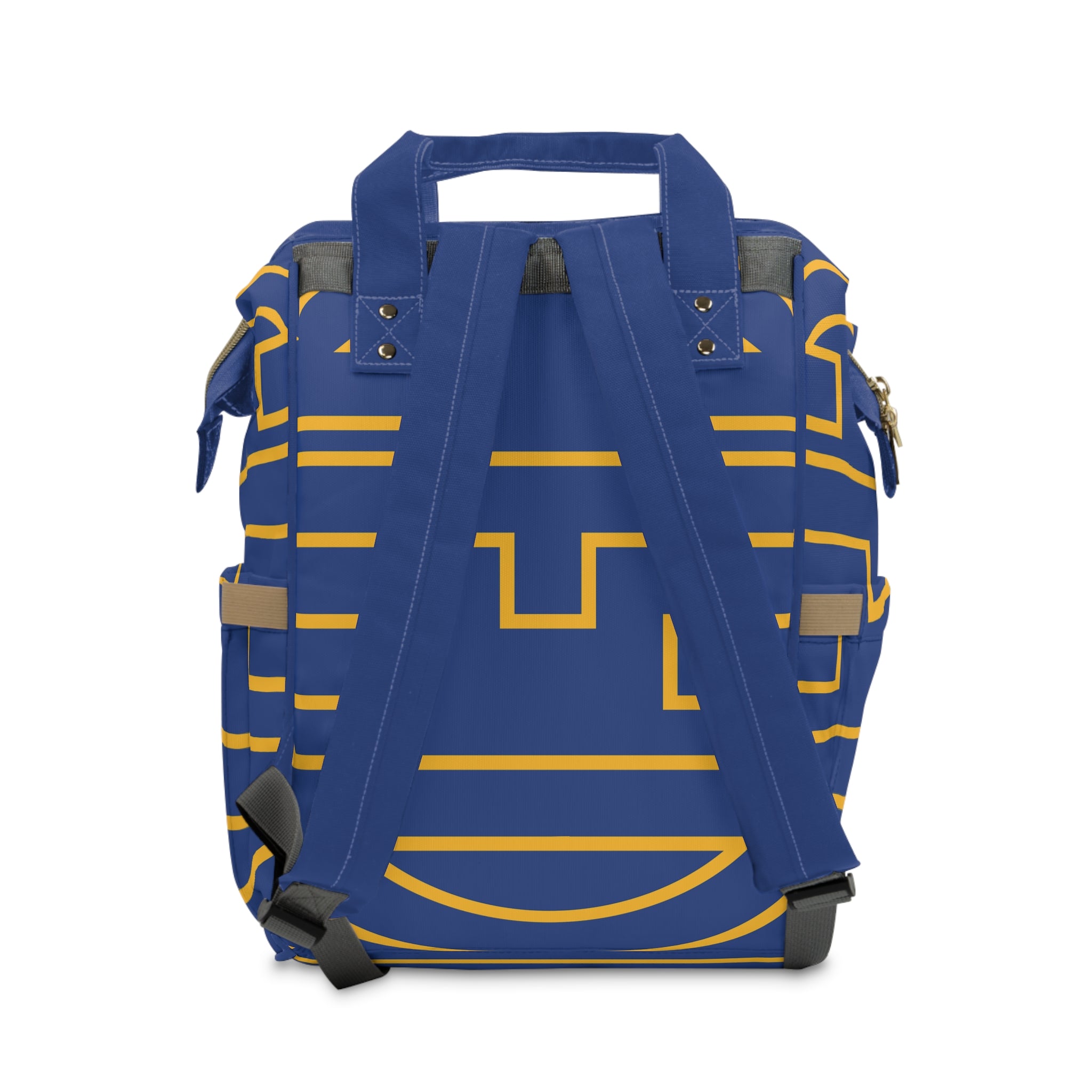 The Signia Custom Monogram Collection Multifunctional Backpack Carryon Bag, Blue/Yellow