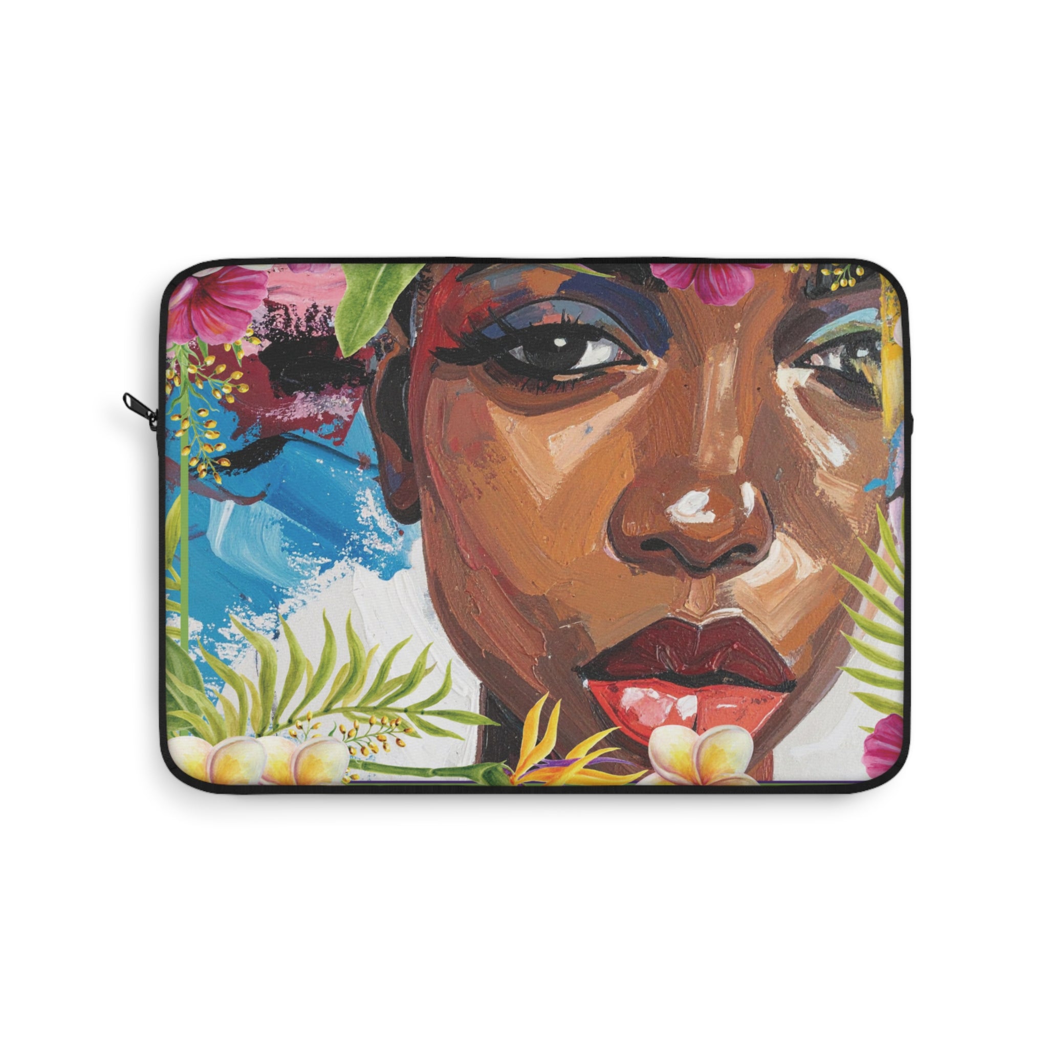 Tropical Brown Beauty Portrait Laptop Sleeve, Multicolor