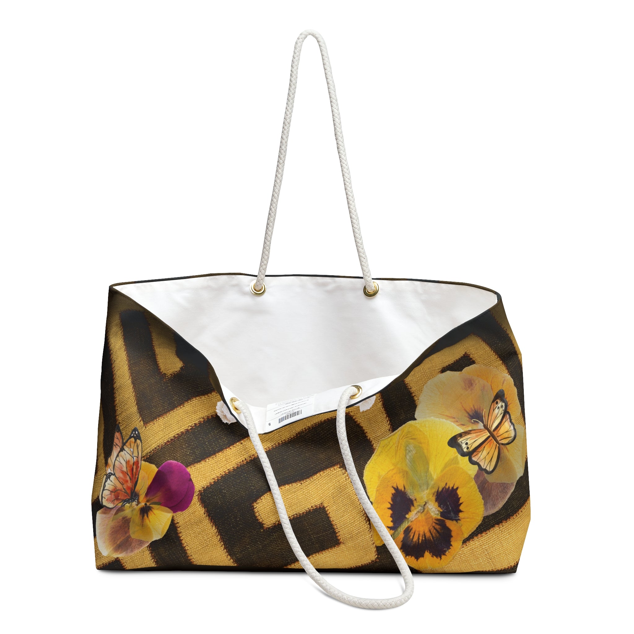 Flower Tribe Packable Oversized Multipurpose Weekender Bag, Carryall Tote, Beach Bag, Gold/Brown