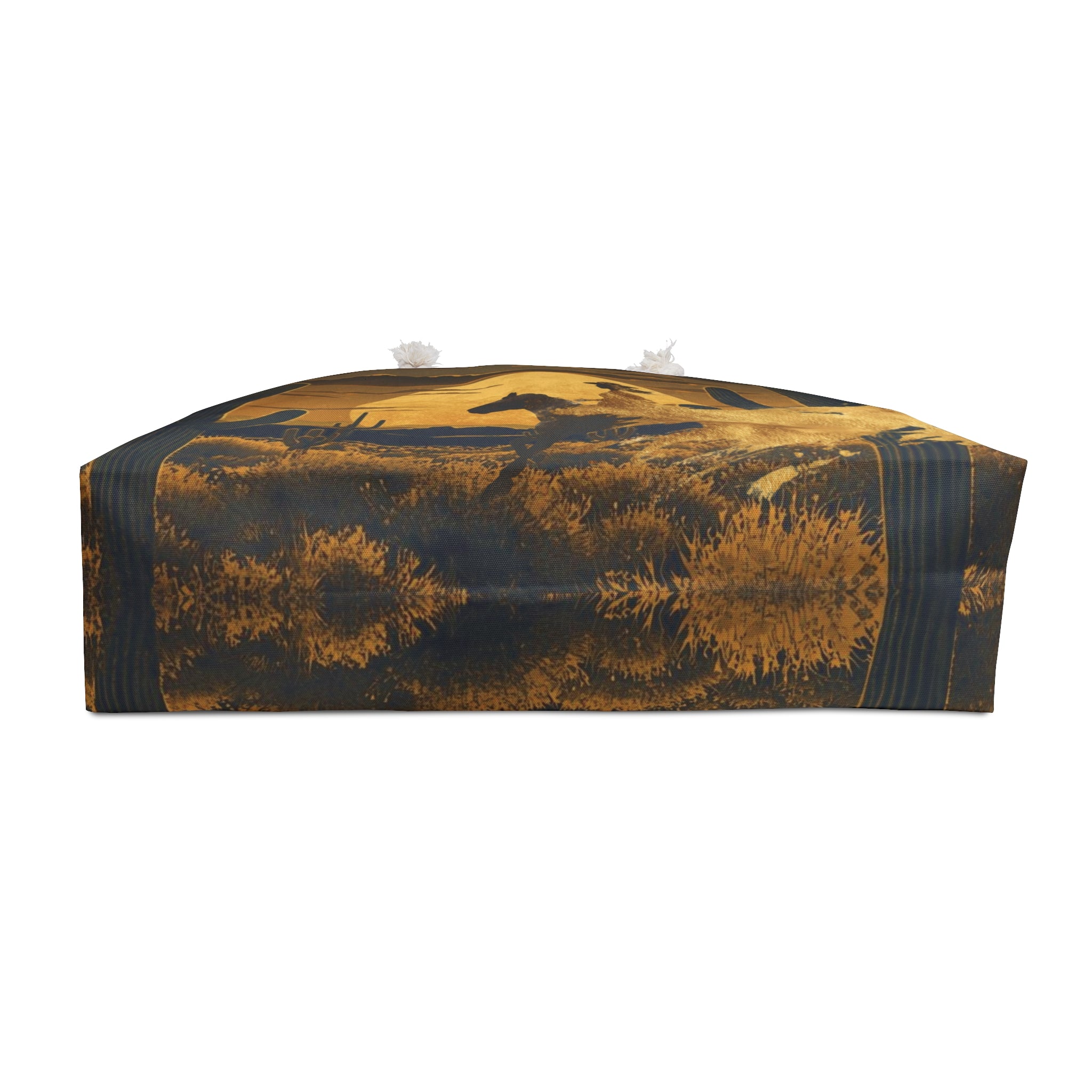 Golden Sunset Cowgirl Packable Oversized Multipurpose Weekender Bag, Carryall Tote, Beach Bag, Gold/Brown