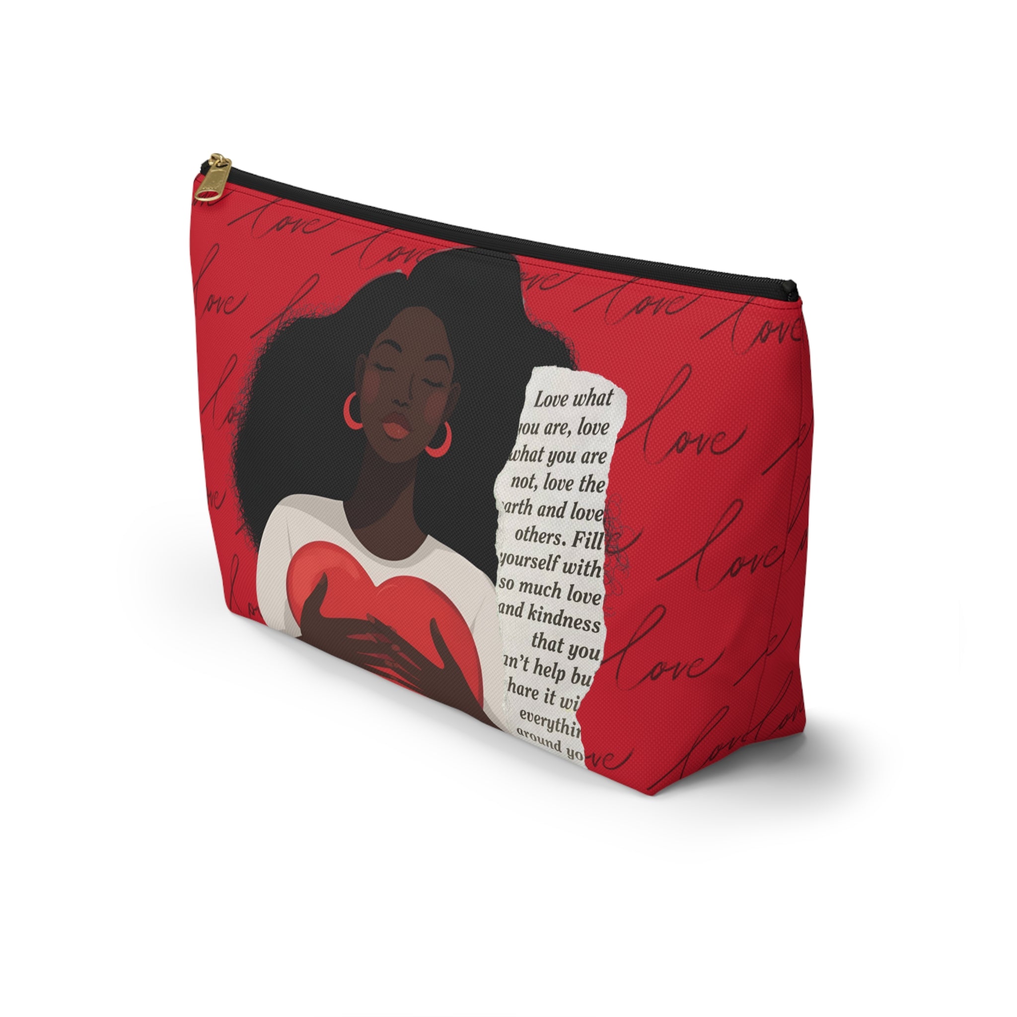Black Woman Love Within T-Bottom Multipurpose Organizer Toiletry Travel Pouch, Red