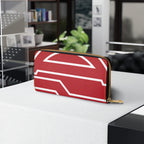 The Signia Custom Monogram Geometric Zipper Wallet, Red/White