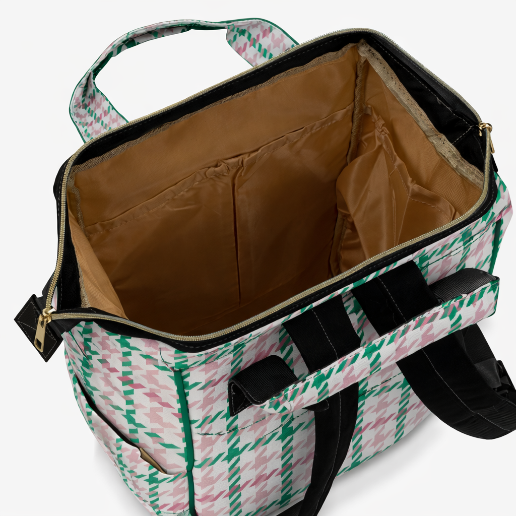 Houndstooth & Stripes Multifunctional Travel Backpack Carryon