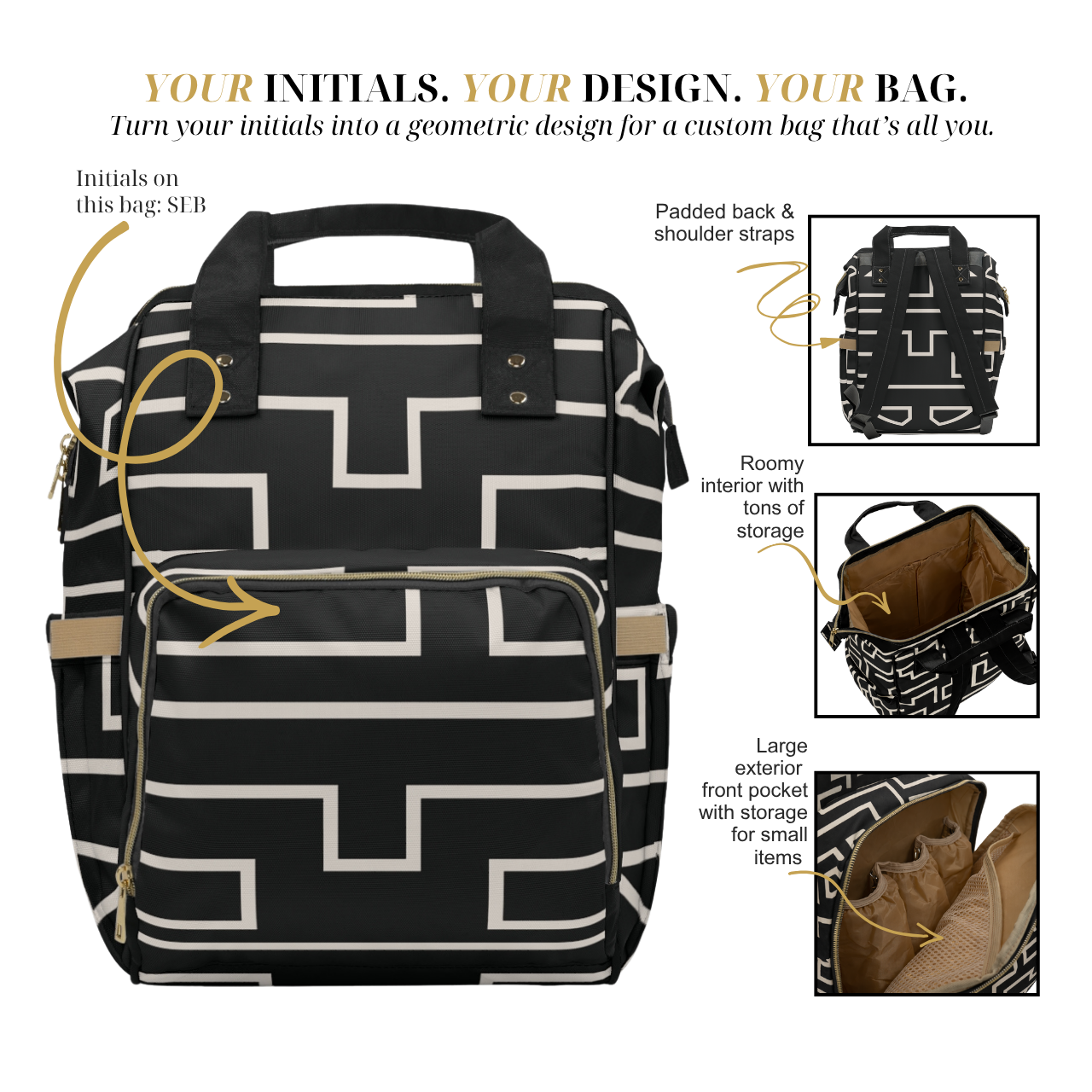 Custom Monogram Multifunctional Backpack