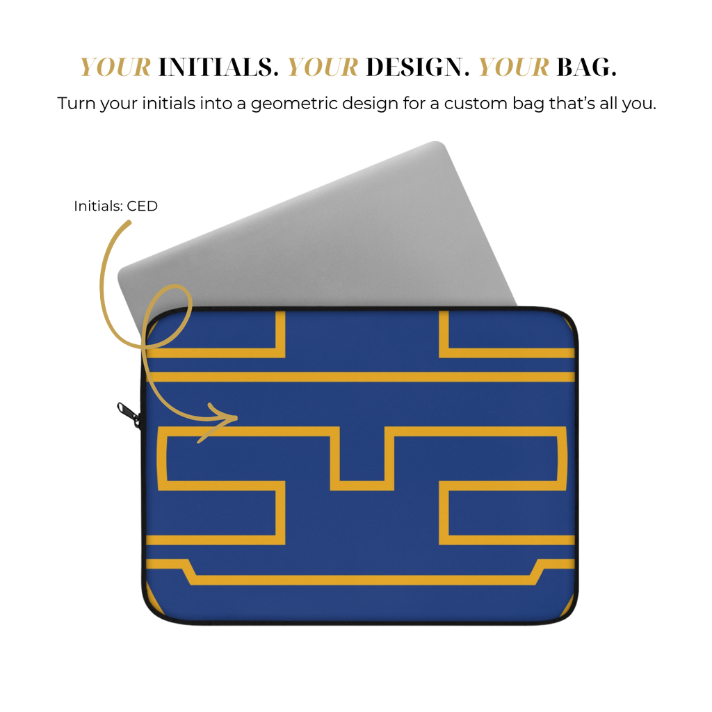 Personalized Laptop Sleeve Protective Case, Blue/Yellow Gold